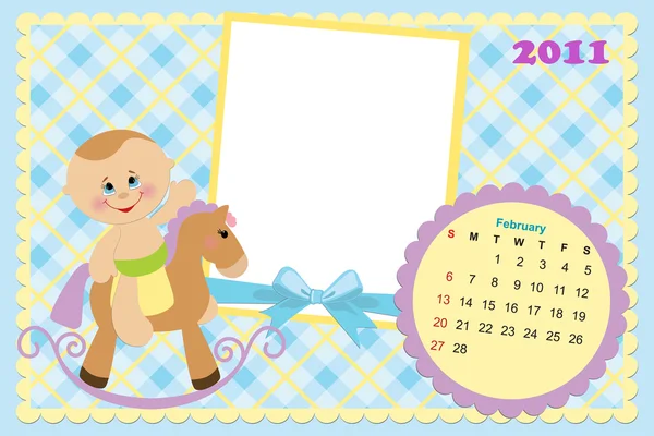 Baby's calendar for february 2011 — Stock Vector