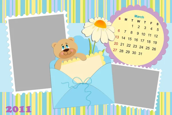 Kalender bulanan bayi untuk tahun 2011 - Stok Vektor
