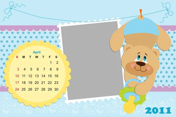 Baby's monthly calendar for 2011 — Stock Vector