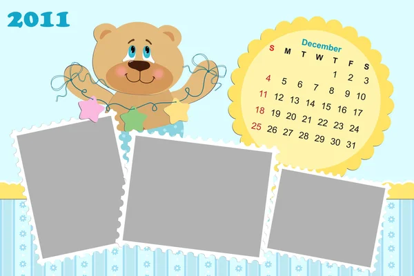Baby's monthly calendar for 2011 — Stock Vector