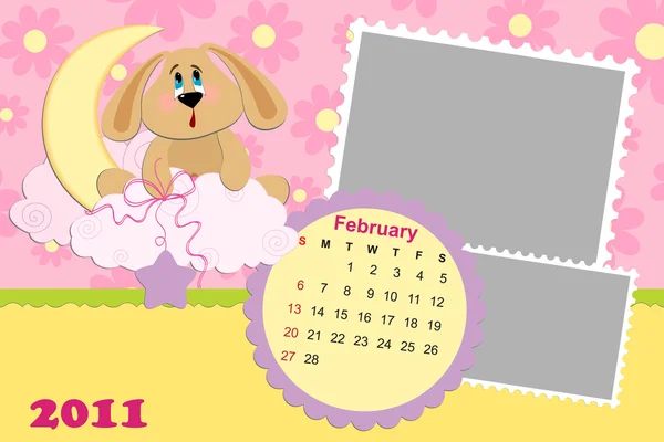 Calendario mensual del bebé para febrero de 2011 — Vector de stock