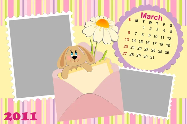 Calendario mensual del bebé para marzo de 2011 — Archivo Imágenes Vectoriales