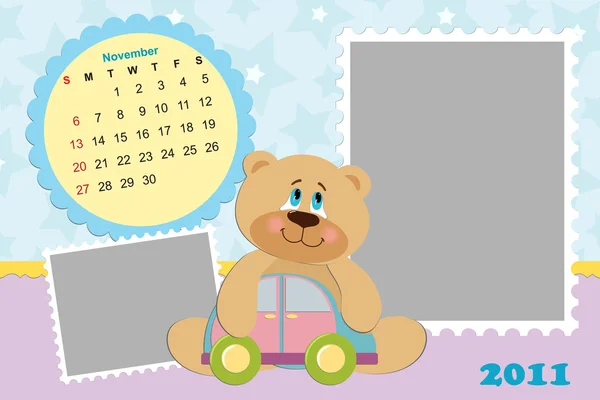 Calendario mensual del bebé para 2011 — Vector de stock