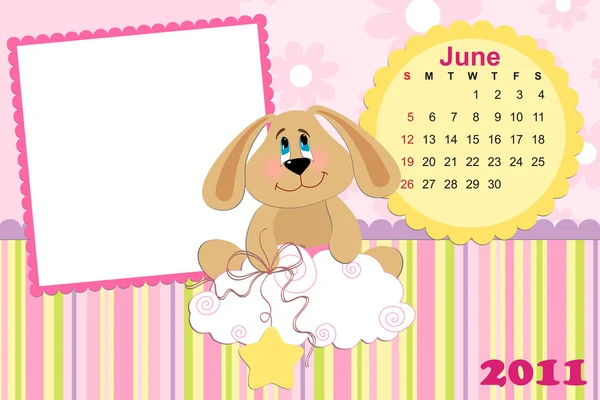 Calendrier mensuel de bébé pour juin 2011 — Image vectorielle