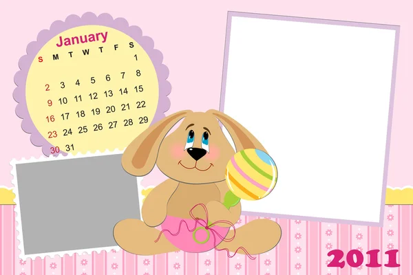 Calendario mensual del bebé para enero de 2011 — Archivo Imágenes Vectoriales