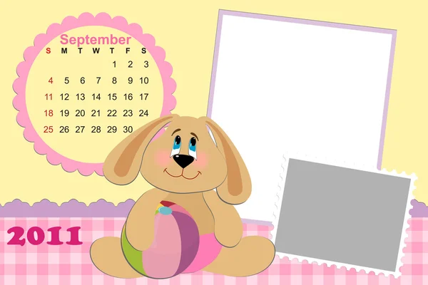 Calendário mensal do bebê para setembro de 2011 — Vetor de Stock