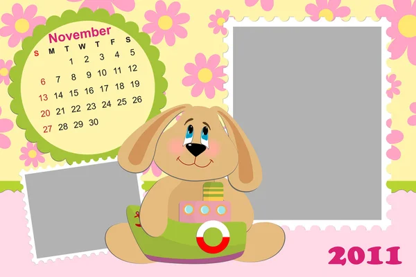 Calendario mensual del bebé para noviembre de 2011 — Vector de stock