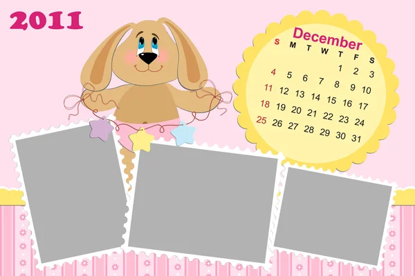 Baby's maandelijkse kalender voor december 2011 — Stockvector