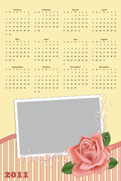 Bruiloft photo frame met Kalender 2011 — Stockvector