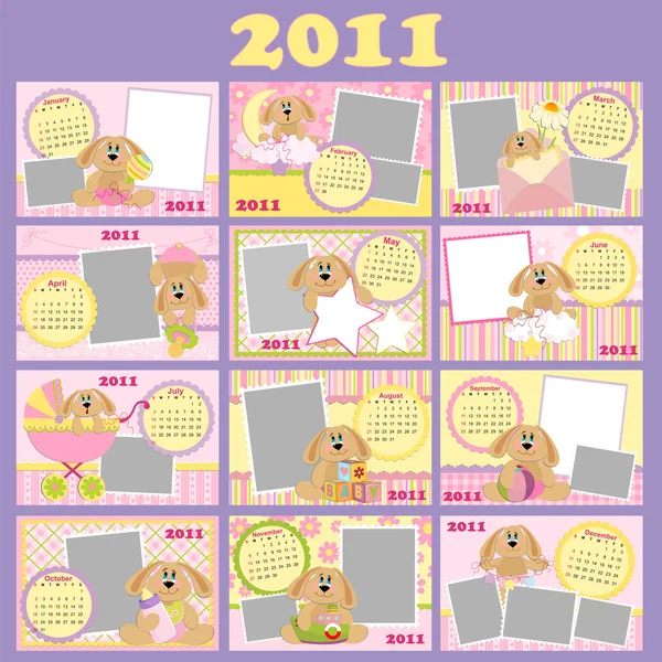 Calendario mensual del bebé para 2011 — Archivo Imágenes Vectoriales