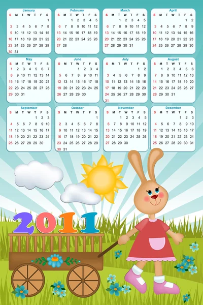 Baby's calendar for 2011 — Stock Vector