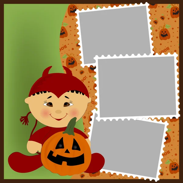 Modelo em branco para moldura de fotos de Halloween ou cartão postal — Vetor de Stock