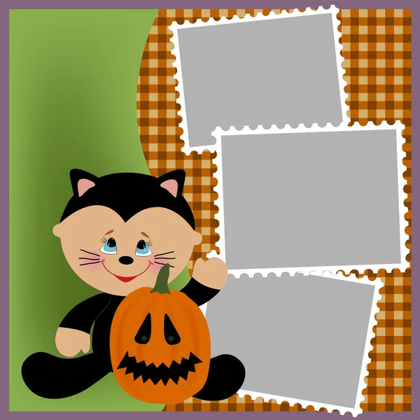 Modelo em branco para moldura de fotos de Halloween ou cartão postal — Vetor de Stock
