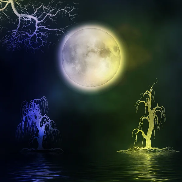 Streszczenie księżyc i wody — Zdjęcie stockowe