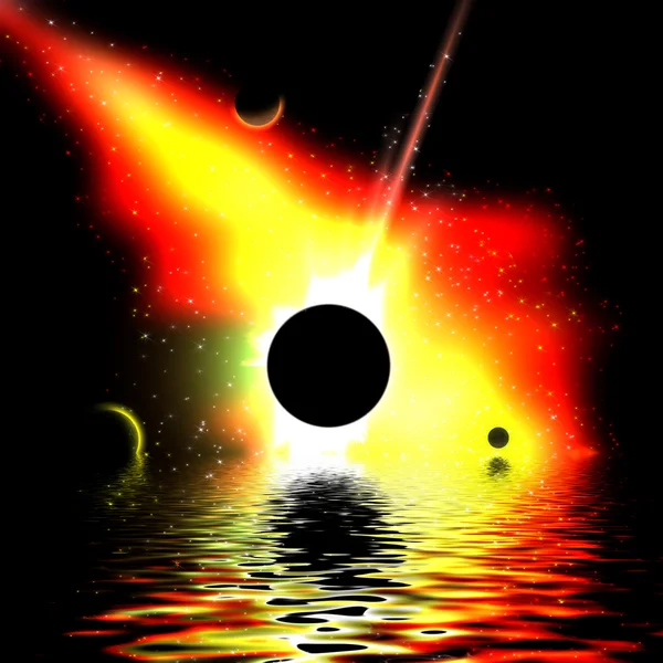 Fundo Cósmico Abstrato Com Eclipse Solar — Fotografia de Stock