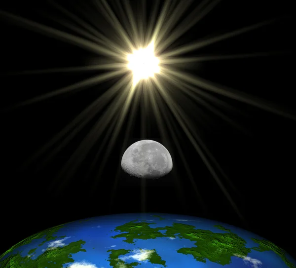 抽象地球 月亮和星级 — 图库照片