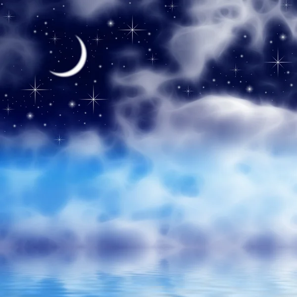 Streszczenie księżyc, niebo i woda — Zdjęcie stockowe