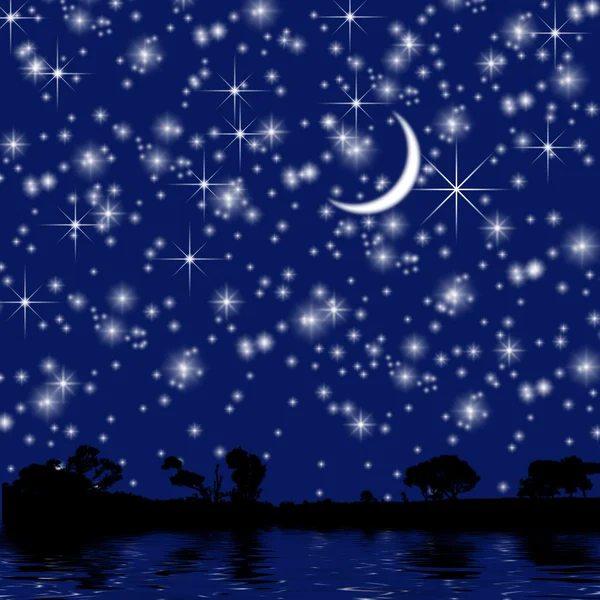 Streszczenie księżyc i gwiazdy — Zdjęcie stockowe