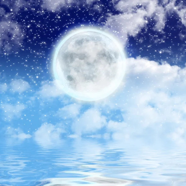 Abstrakter Mond Himmel Und Wasser — Stockfoto