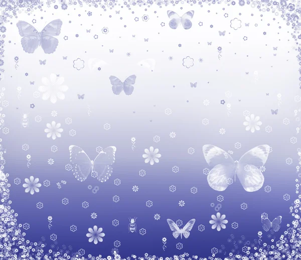 Background with butterflies and flowers — Stock Photo, Image