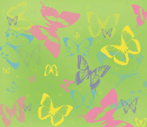 Bakgrund med fjärilar och blommor — Stockfoto