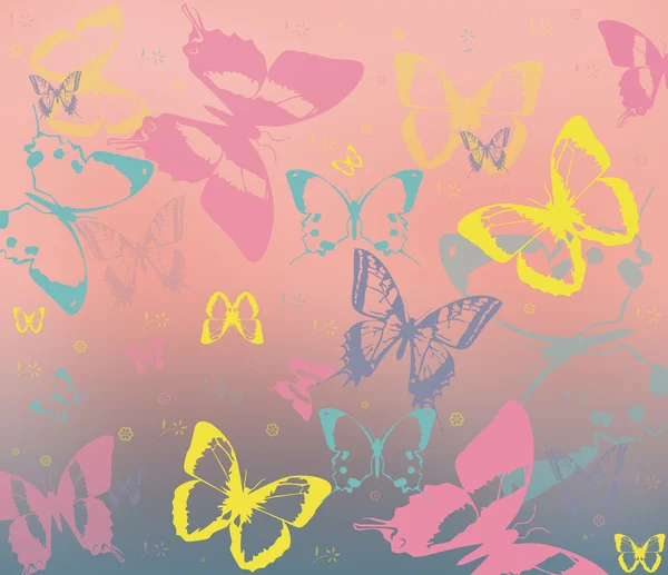 Fundo com borboletas e flor — Fotografia de Stock