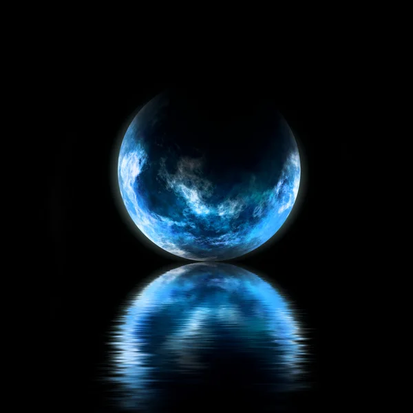 Синяя планета с отражением — стоковое фото