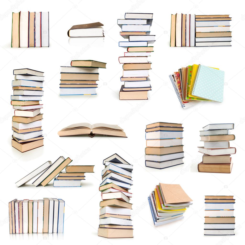 Books collection isolated on white