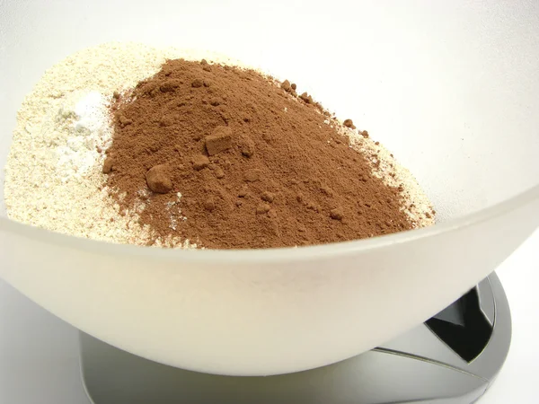 Farine Complète Cacao Levure Chimique Échelle Numérique — Photo