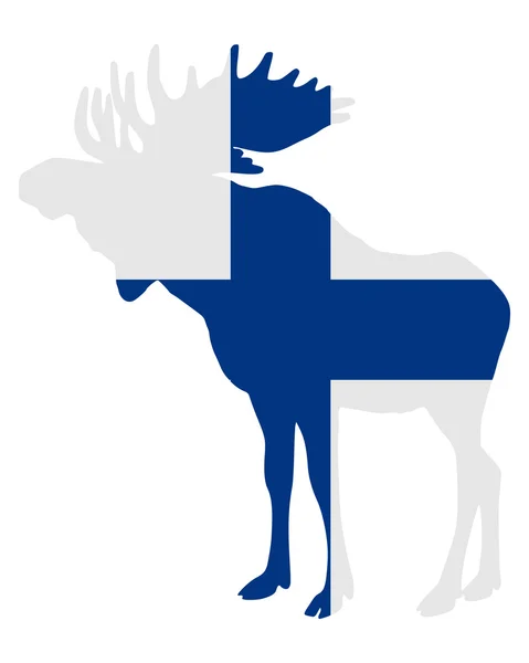 Elch Finnischer Flagge — Stockfoto