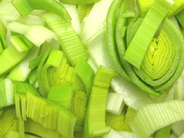 Sliced leek in a very close-up view — Stock Photo, Image