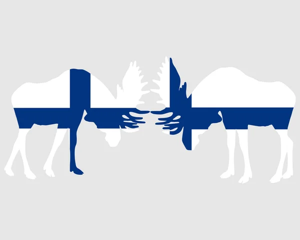 Brunftelche in finnischen Flaggen — Stockfoto