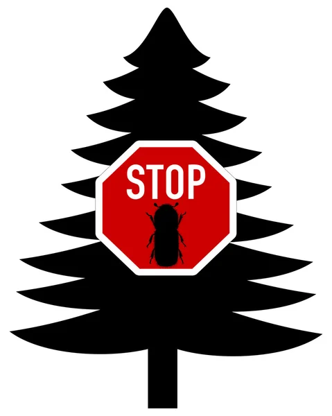 Bark-beetle stop sign — Stock Photo, Image