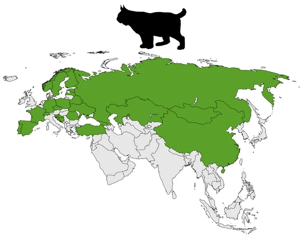 Mapa del rango de Lynx — Foto de Stock