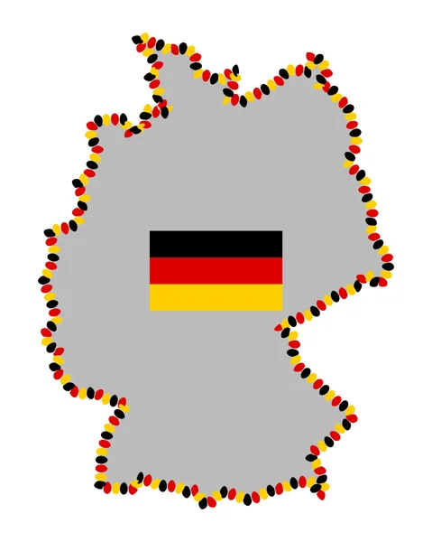 Deutschlandkarte mit Ostereiern und Fahne — Stockfoto