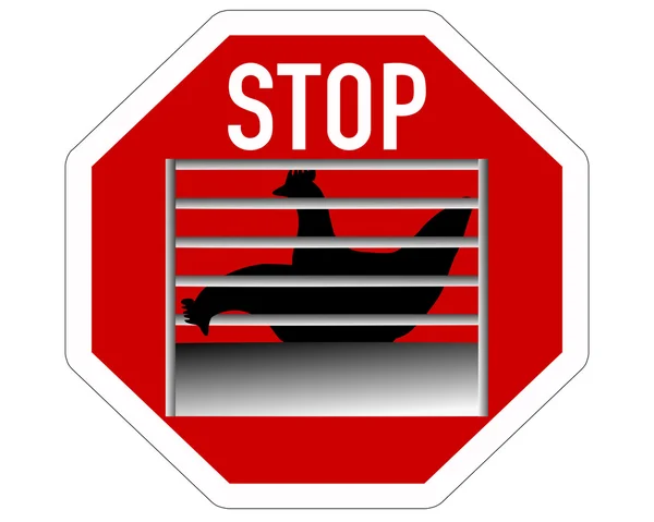 Stop segno gabbia di gallina — Foto Stock