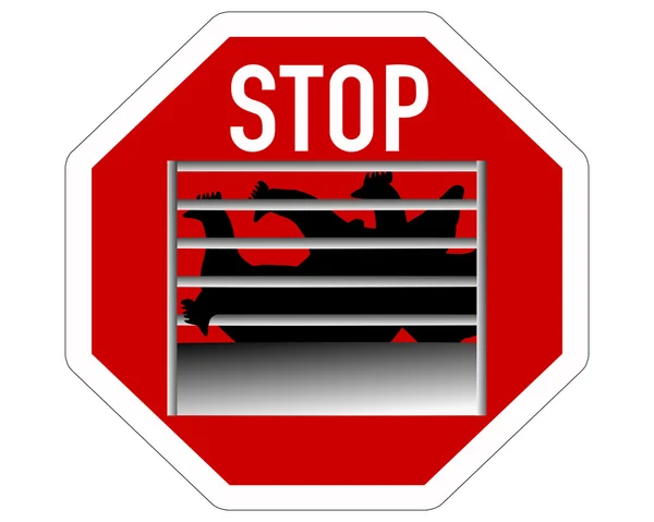 Znak stop klatek z kury — Zdjęcie stockowe