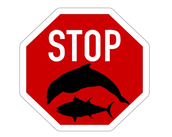 Stop signe thon dauphin pêche — Photo