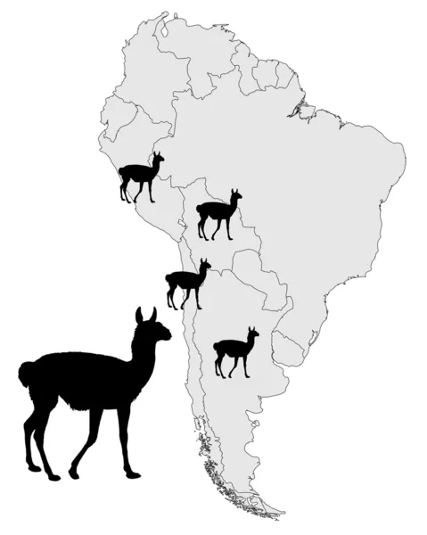 Mappa della gamma di Guanaco — Foto Stock