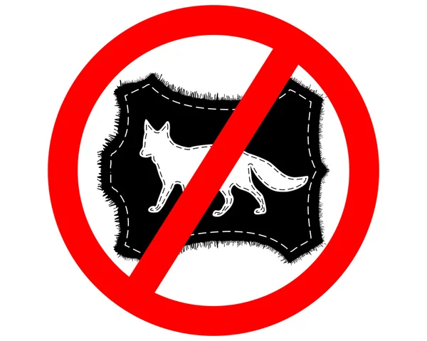 Prohibition sign fox fur — Stock Photo, Image