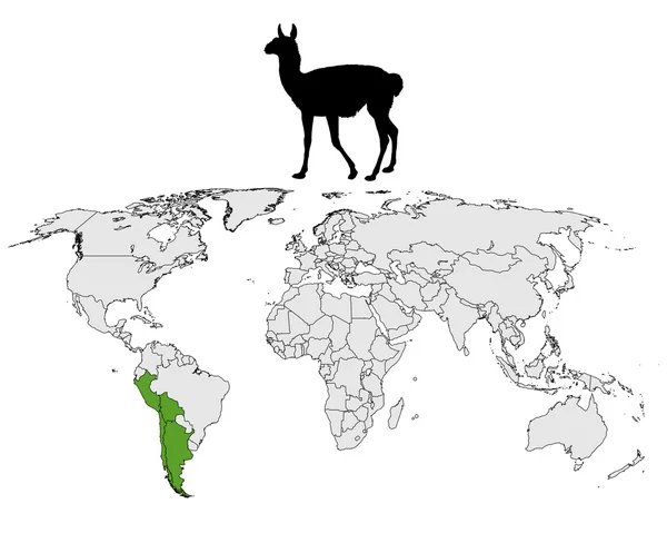 Mapa da gama Guanaco — Fotografia de Stock