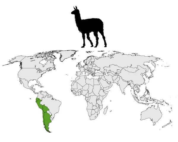 Llama range map — Stock Photo, Image
