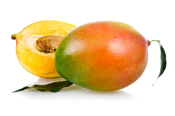 Rijpe mango vruchten met bladeren — Stockfoto