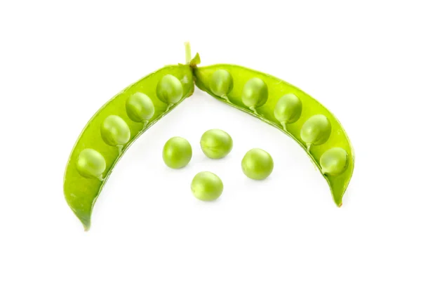 Ripe Green Pea Vegetable Green Isolated White Background — Stock Photo, Image