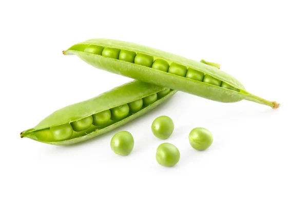 Ripe pea vegetable with green leaf isolated — Stock Photo, Image