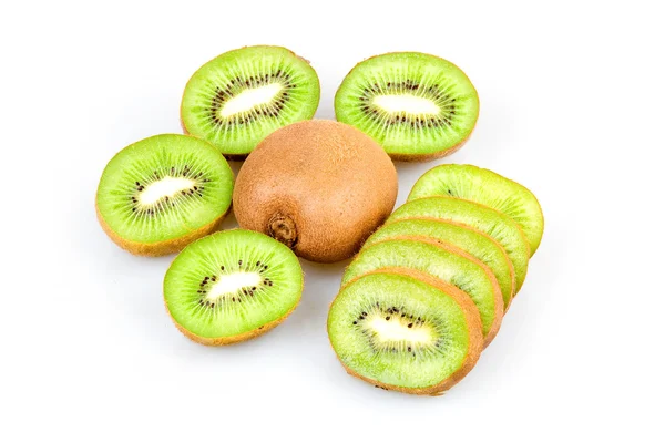 Ripe Sliced Kiwi Fruits Isolated — Stock Photo, Image