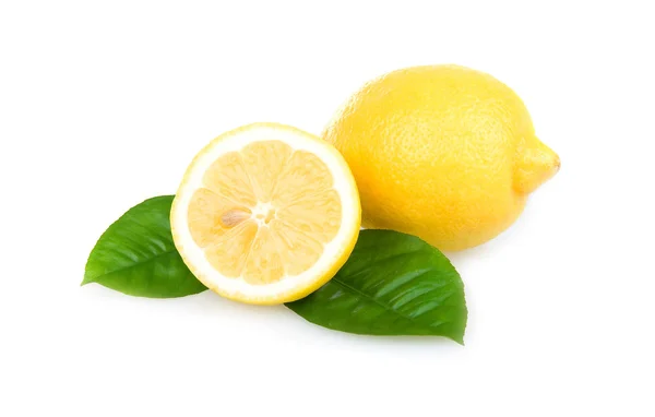 Ώριμα κίτρινα λεμόνια απομονωθεί σε λευκό — Φωτογραφία Αρχείου