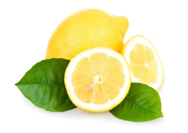 Ώριμα κίτρινα λεμόνια απομονωθεί σε λευκό — Φωτογραφία Αρχείου