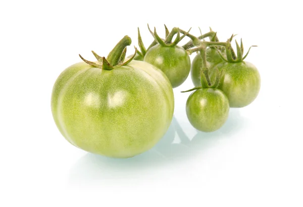 Groene Tomaten Groenten Geïsoleerd Witte Achtergrond — Stockfoto