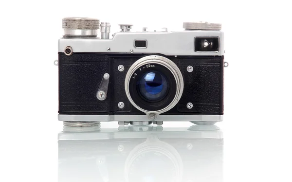 Retro Styled Film Photo Camera Isolated White Background — 스톡 사진